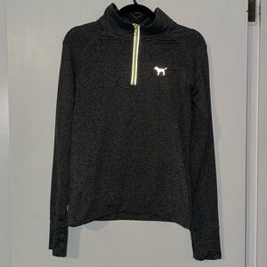 VICTORIA’S SECRET PINK 1/4 ZIP HEATHER GRAY PULLOVER